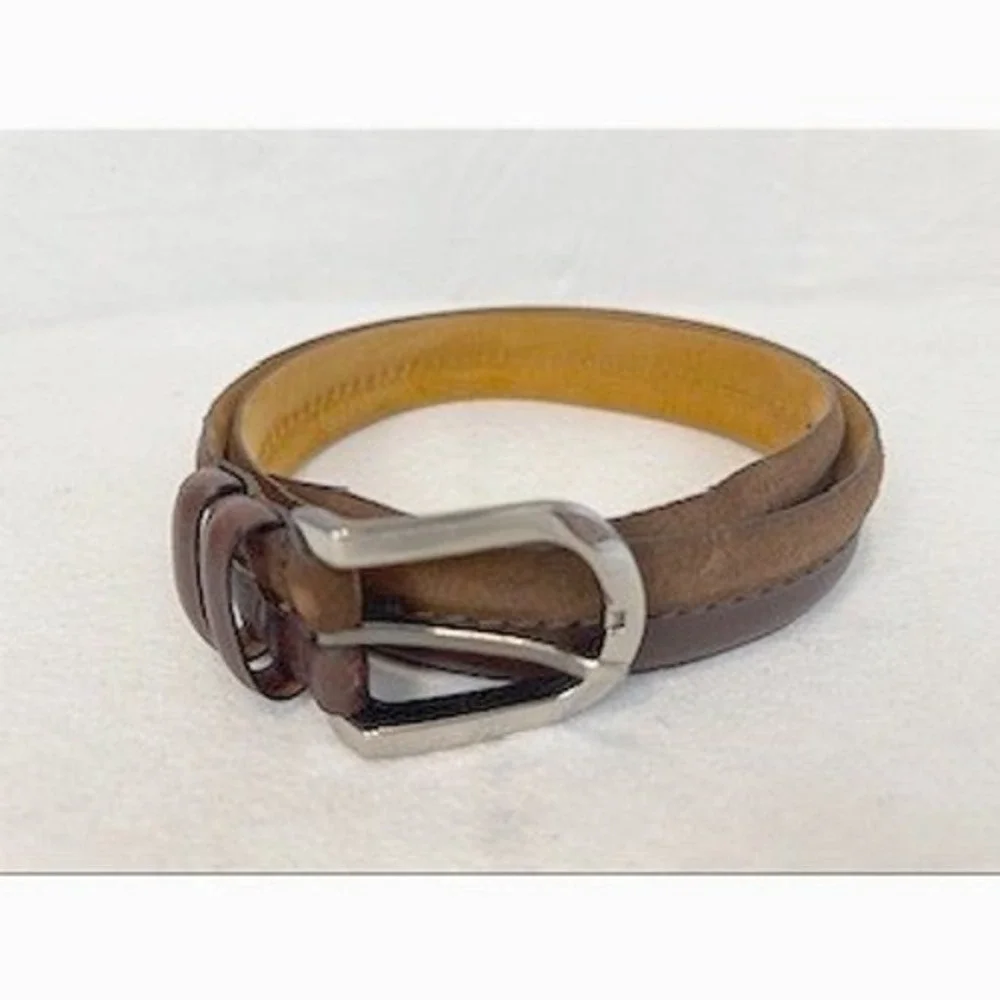 Remo Tulliani Brown Genuine Italian Leather Dress Belt - USA - Men Size 38‎